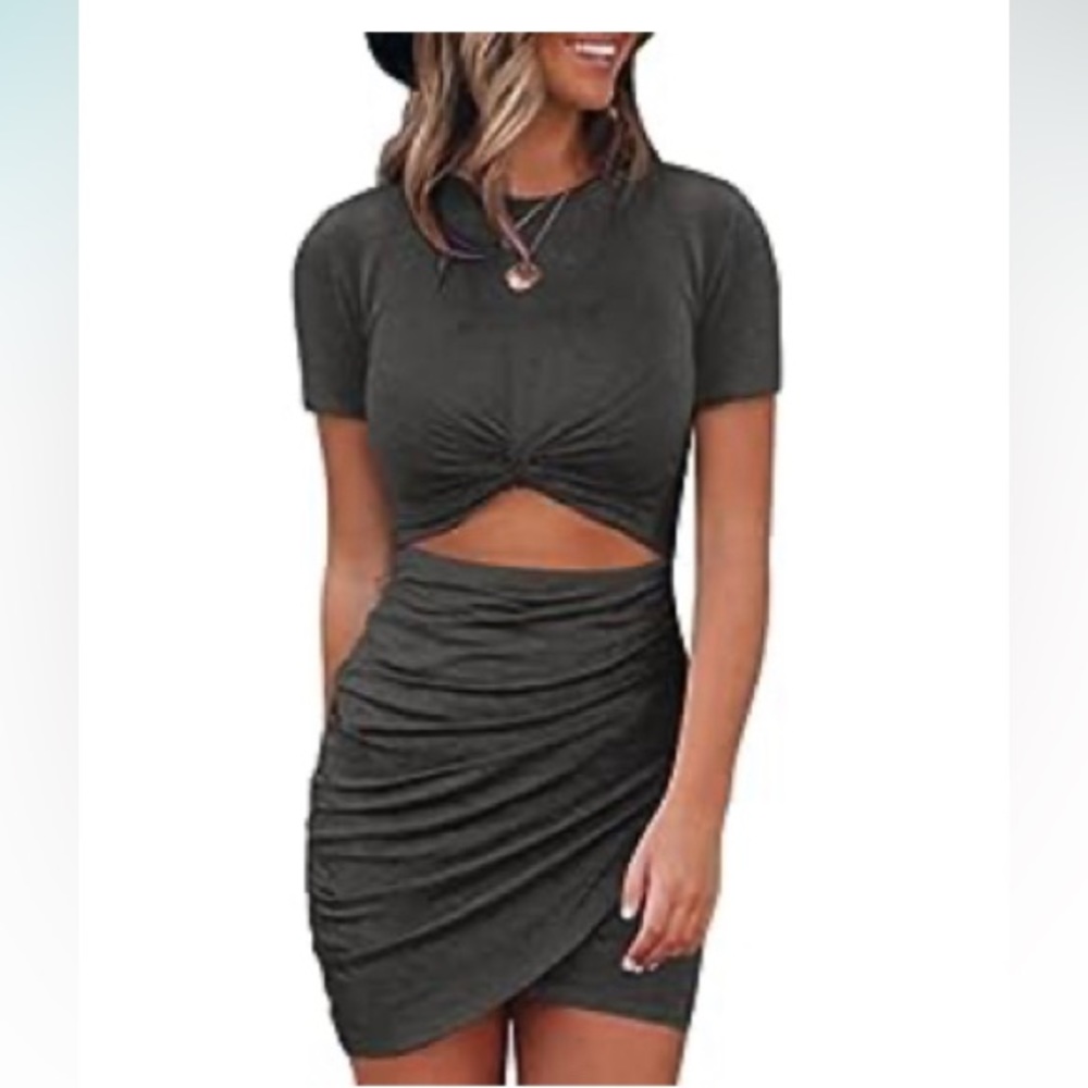 Cut Out Twist Bodycon Dress Wrap Dresses